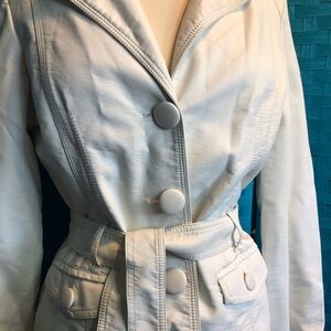 JouJou Jacket Button Waist Tie Paisley Lined Cream